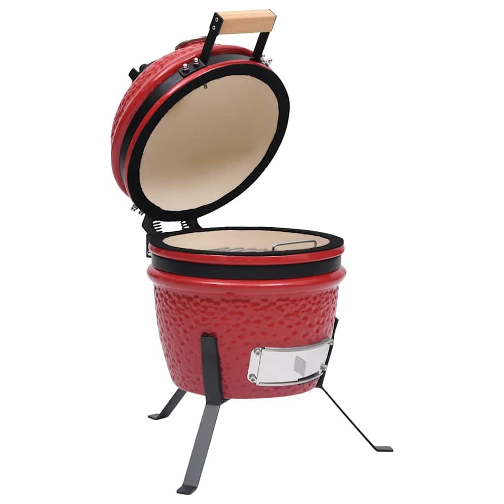 2-in-1-Keramik-Kamado-Räuchergrill 56 cm Rot Vidaxl