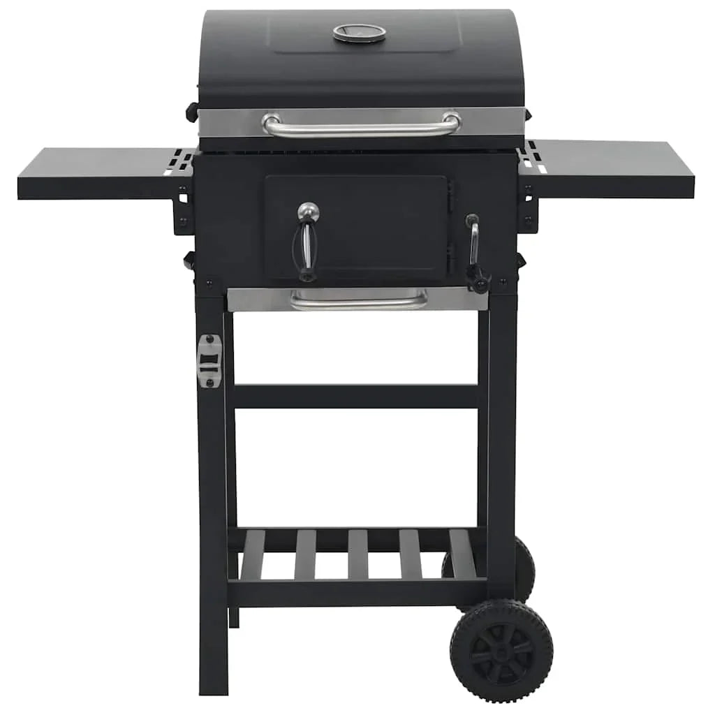 Barbacoa de carbón con estante inferior negra v6900