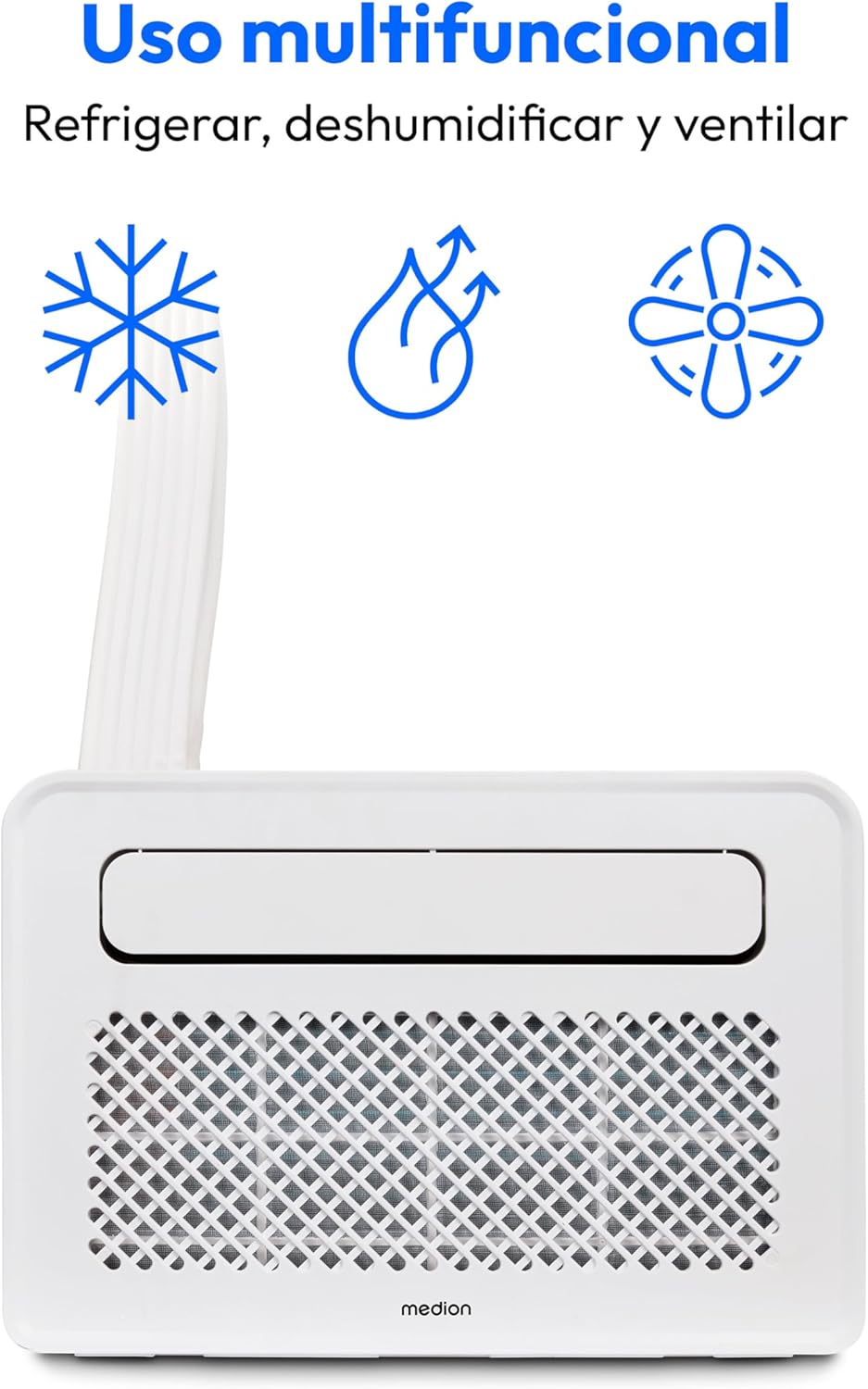 MEDION Smart Aire Acondicionado Portátil para Caravana P502 WiFi 5000 BTU 3 en 1, Refrigeración, Deshumidificación y Ventilador, hasta 12 m², Modo Nocturno, App, MD 37735
