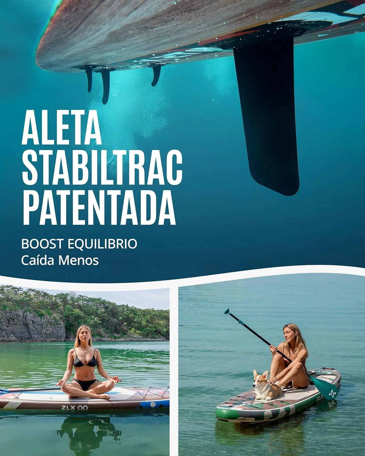 ZLX Tabla de Surf de Remo con Asiento de 320 cm, Inflable, para Adultos, Apta para Principiantes, Amplia y Estable, Antideslizante