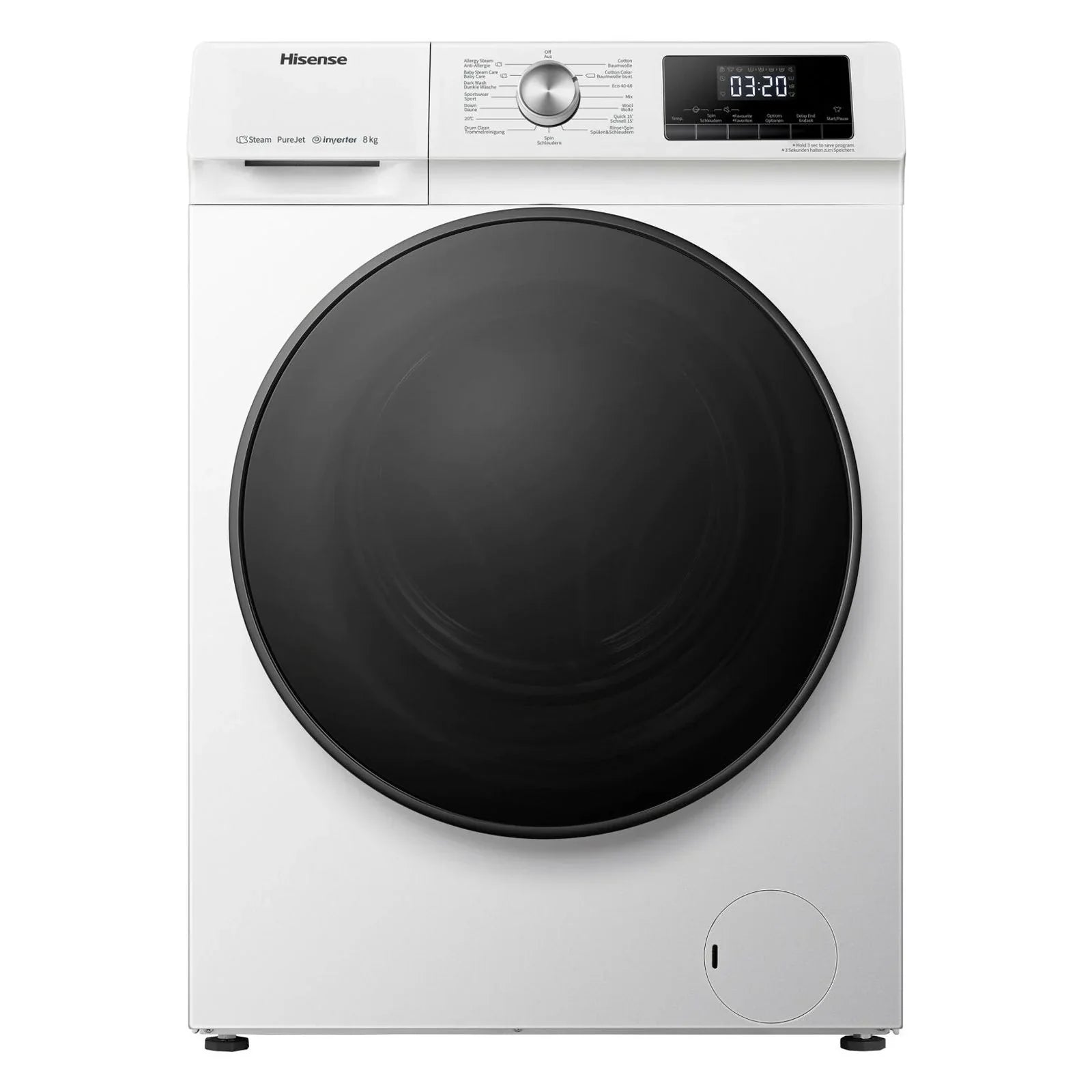 2025 Lavadora Hisense WFQA8014EVJM de carga frontal, 8 kg, 1400 rpm, color blanco