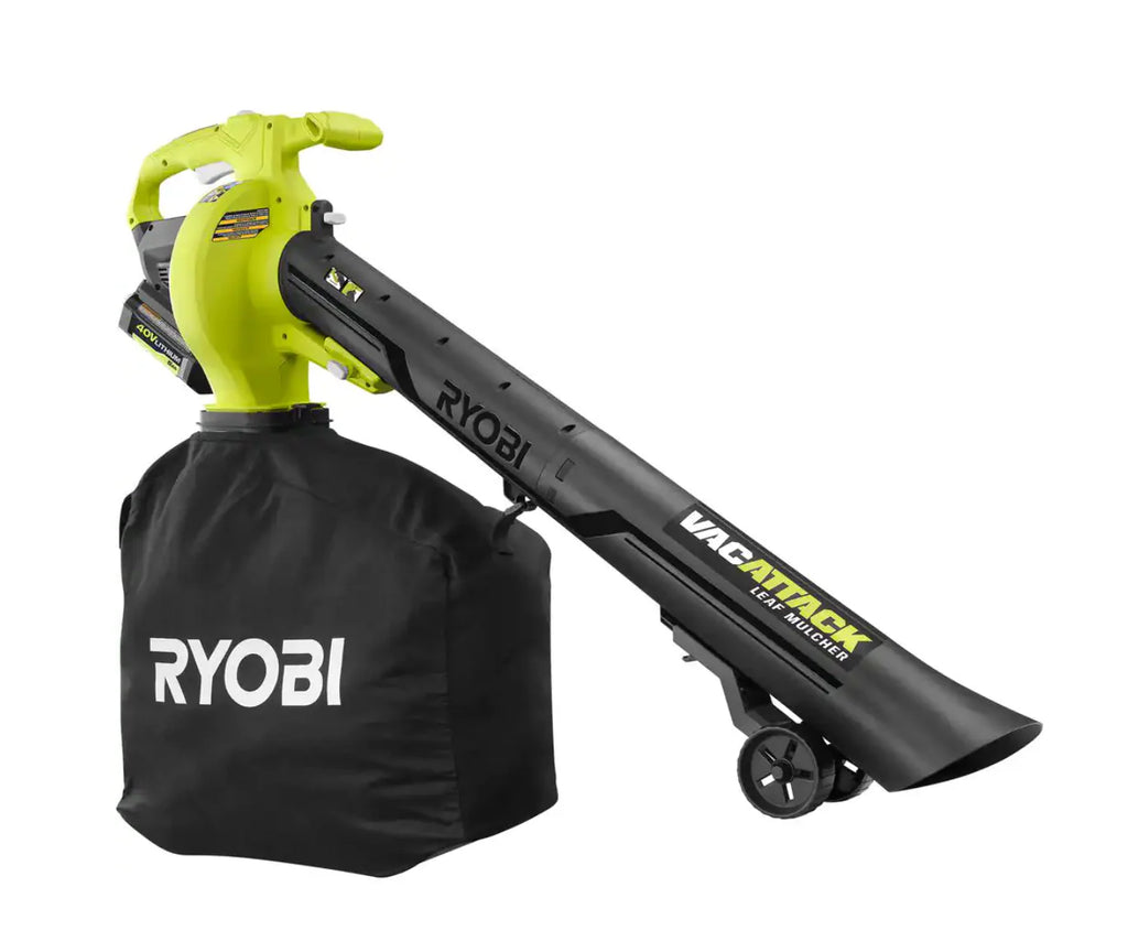 2025 Aspiradora y Soplador de Hojas Inalámbrico RYOBI RY40451BL 40V 110 MPH 525 CFM con 2 Baterías y 2 Cargadores