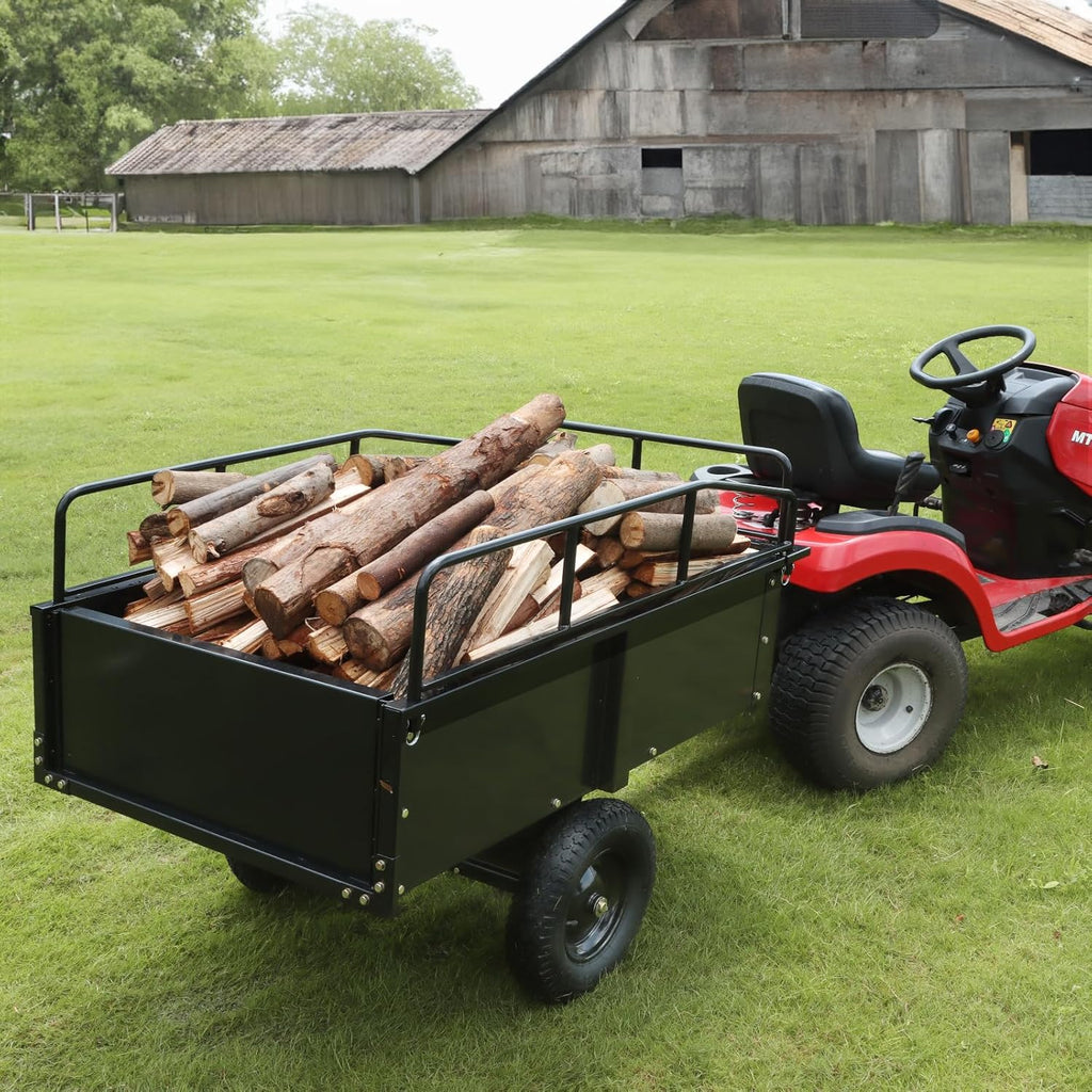 VEVOR Kippanhänger, Ladekapazität 340 kg, robuster Garten-Nutzanhänger mit abnehmbaren Seiten, 0,4 m³ Kipp-Transportwagen für Traktor, Rasenmäher, ATV, 200x66x76cm