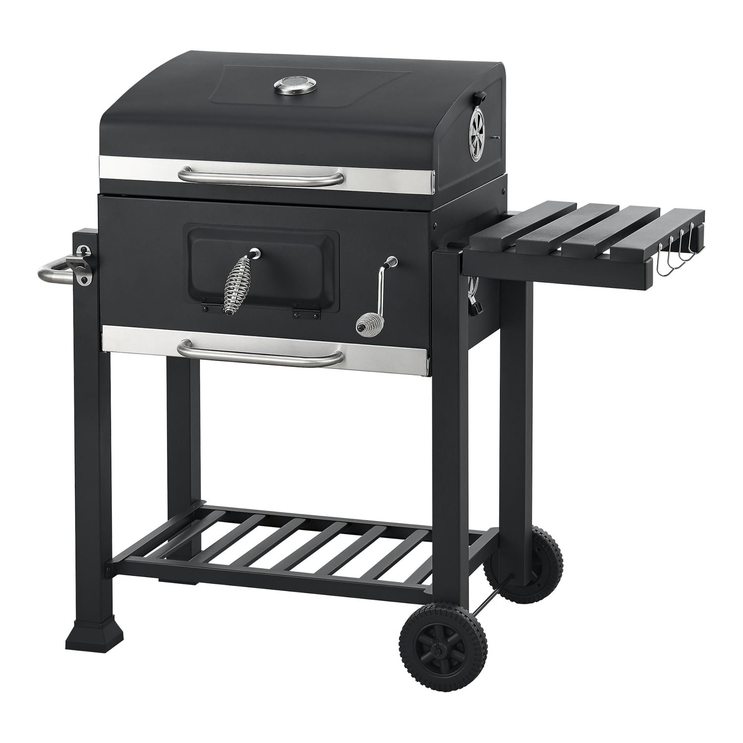 Barbacoa De Carbón Arnad Con 3 Estantes Acero 105x114x48cm - Negro [casa.pro]
