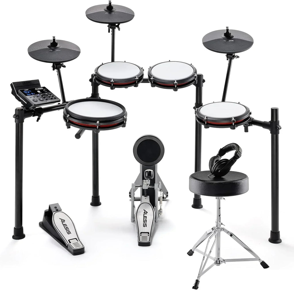 Alesis Nitro Max Kit - Compact Electronic Drum Kit with Silent Mesh Patches, 10" Dual Zone Box, Bluetooth, +440 BFD Sounds, Drumeo, USB MIDI, Bass Drum Pedal