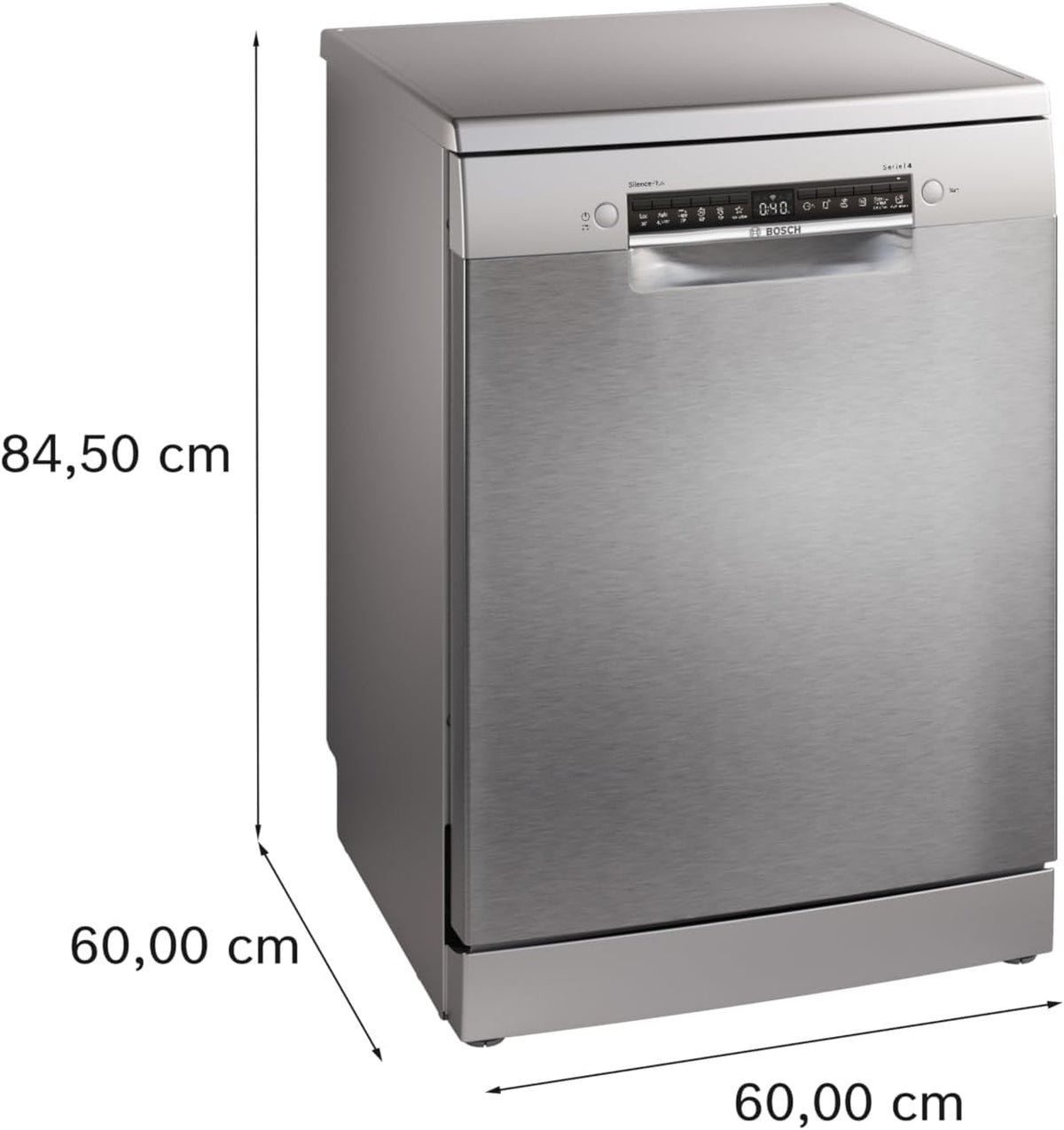 Bosch - Lavavajillas Libre Instalación, 60 cm, Serie 4, Home Connect, Motor EcoSilence, Acero, SMS4EMI06E