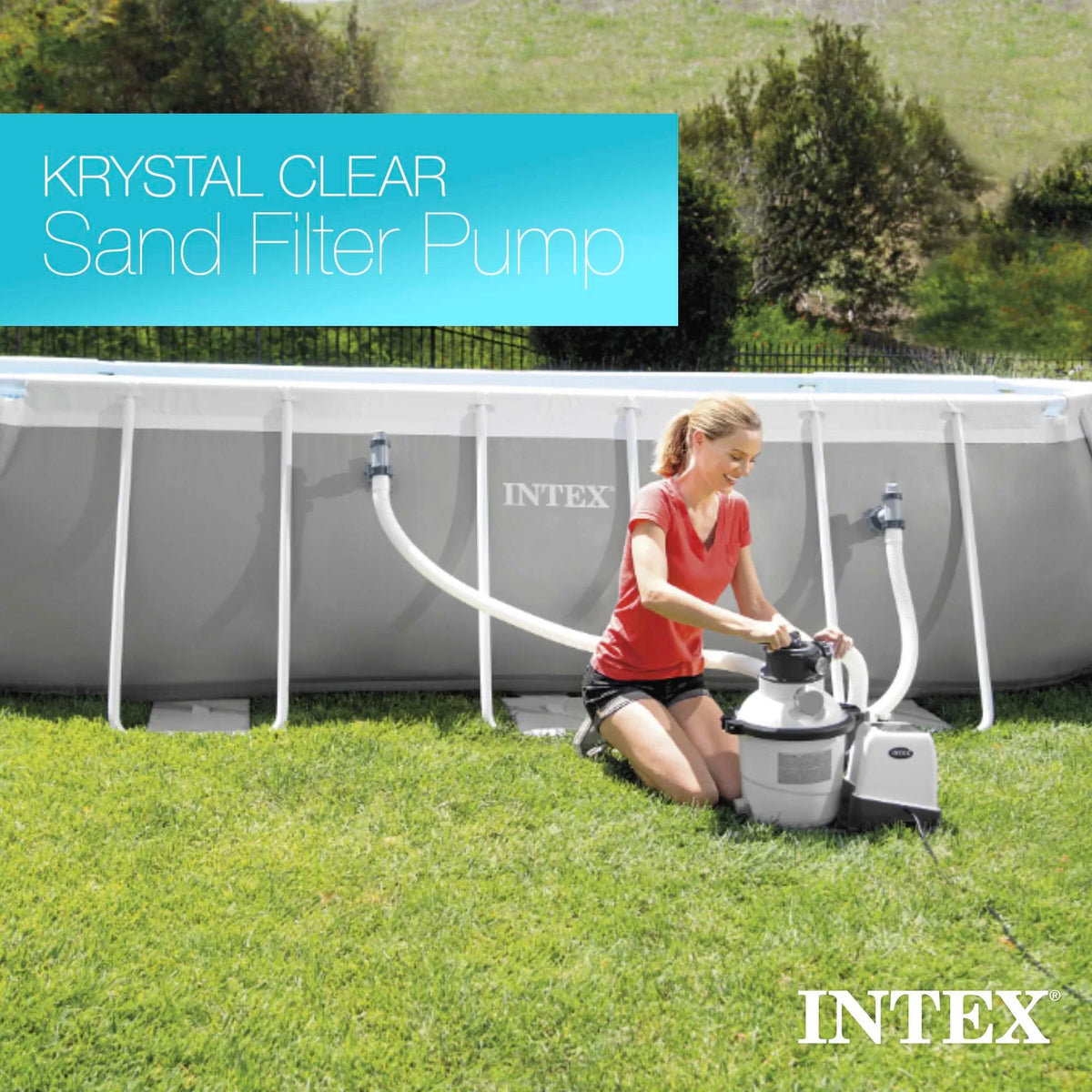 2025 Intex Sandfilterpumpe 2100 GPH für Aufstellpools mit automatischem Poolsauger