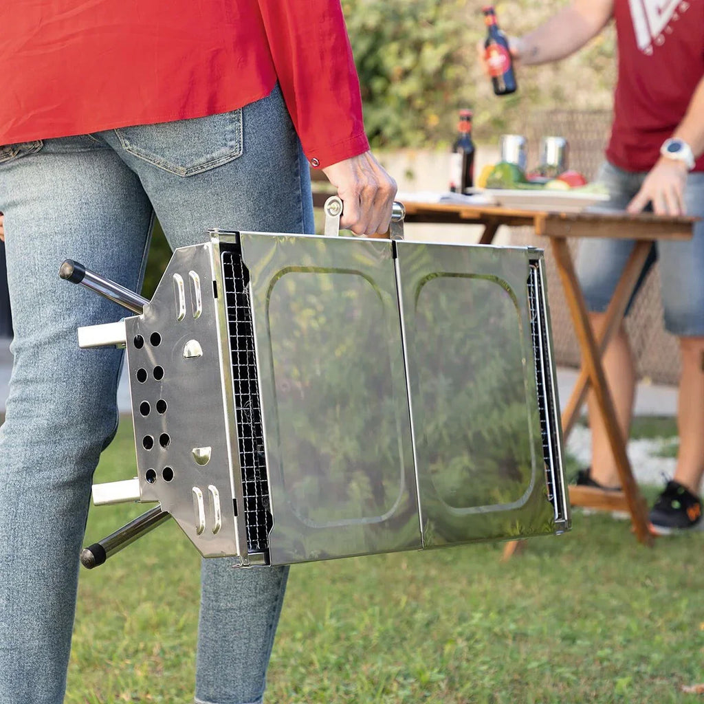 Barbacoa Plegable De Acero Inoxidable Para Carbón Innovagoods Acero Inoxidable Acero