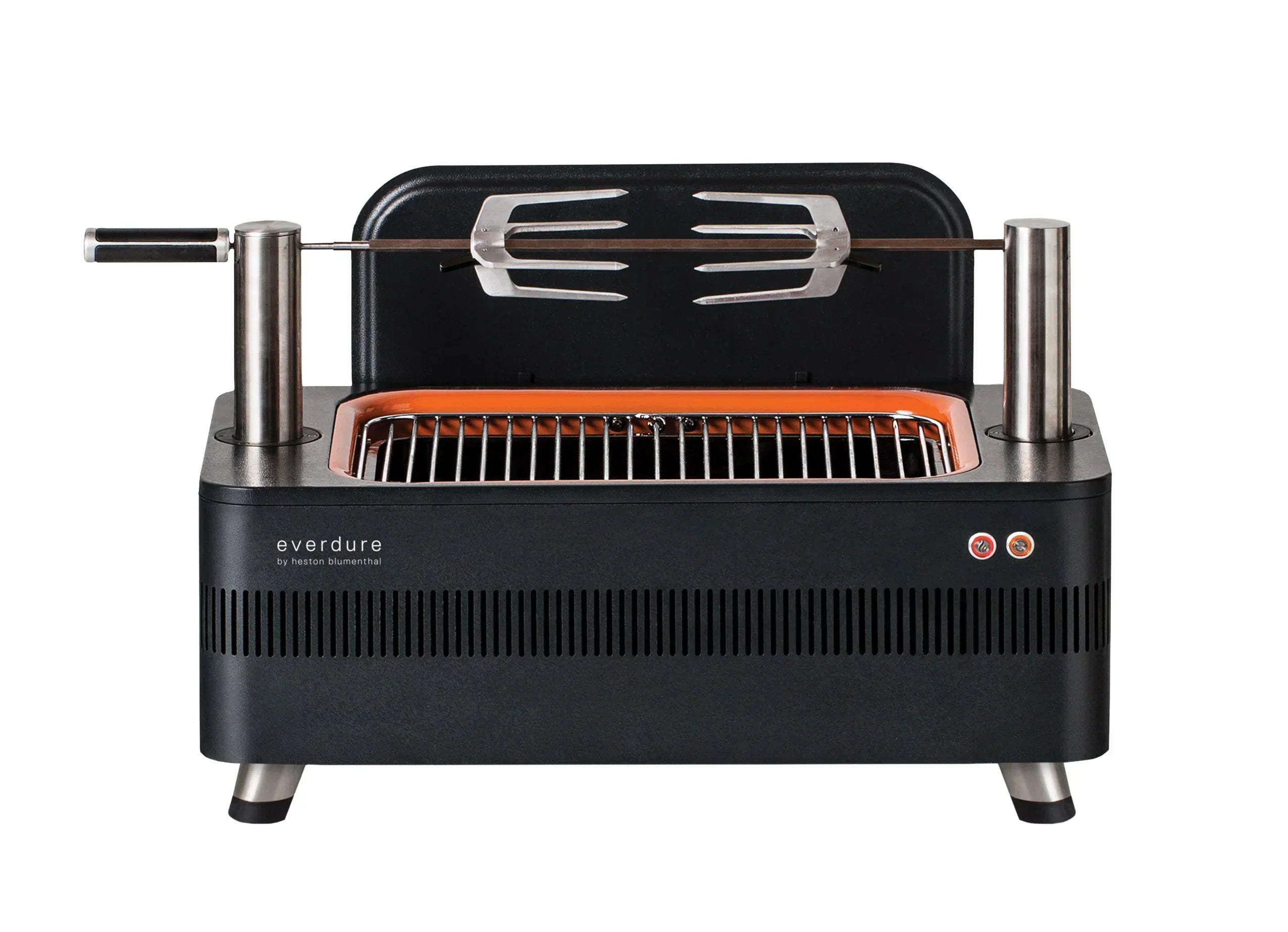 2026 Holzkohlegrill mit elektrischer Zündung – 1400W Fast Flame Ignition™ – Inklusive Drehspieß (15 kg) und Standfuß