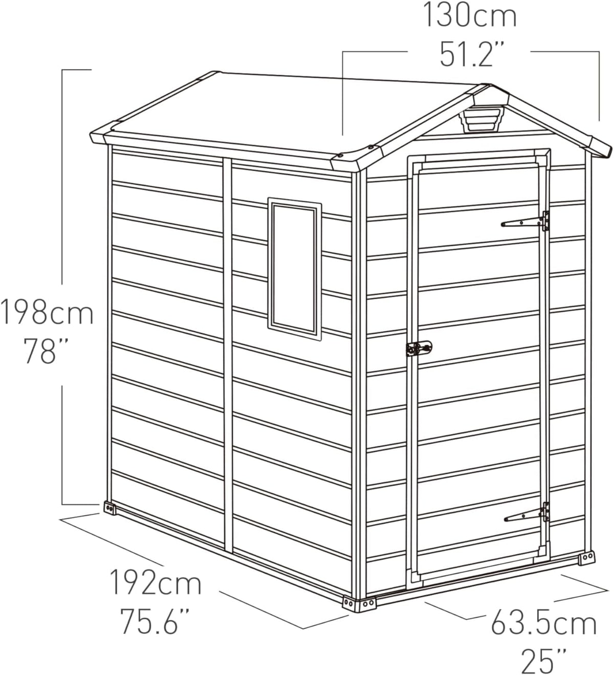 Keter Manor 4X6 - Caseta de jardín, 130x192x198cm y 2,2m2, Suelo, Sistema de ventilación, Puerta y Ventana, Resistente al Agua, Color Gris