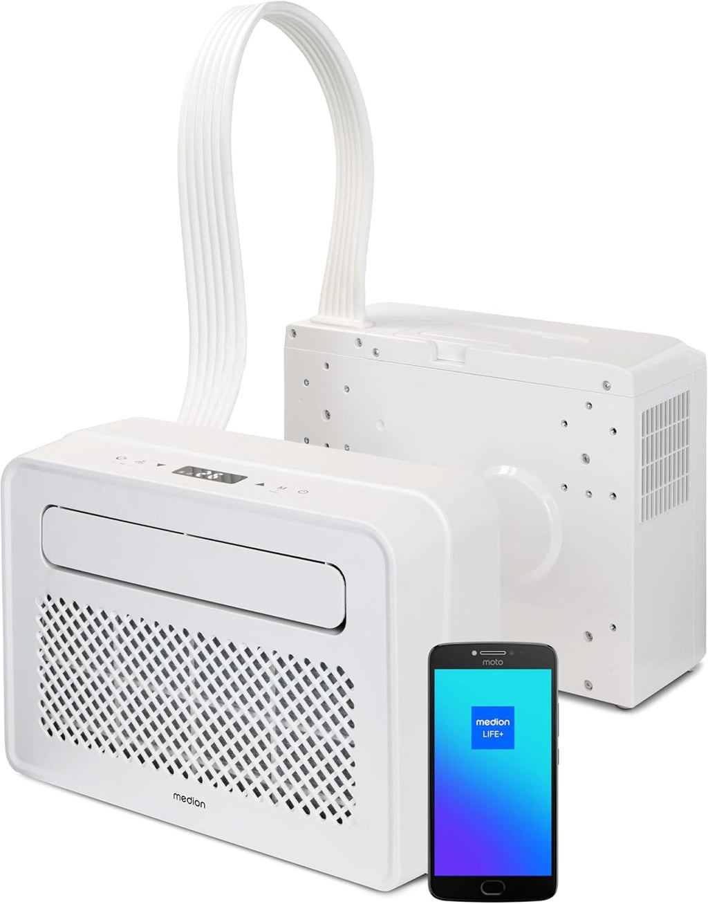MEDION Smart Aire Acondicionado Portátil para Caravana P502 WiFi 5000 BTU 3 en 1, Refrigeración, Deshumidificación y Ventilador, hasta 12 m², Modo Nocturno, App, MD 37735