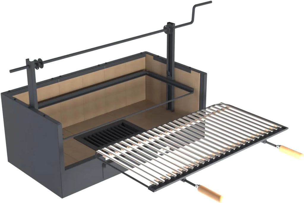 Imex El Zorro – Cajón Barbacoa con Ladrillo Refractario | 90x48x65 cm | Estructura Robusta de Acero y Alta Retención de Calor | Ideal para Barbacoas de Carbón y Leña en Exteriores