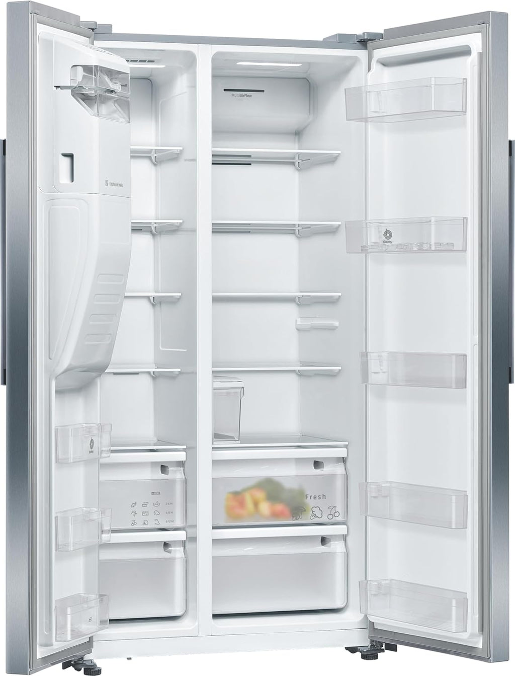 Balay - Frigorífico Americano XXL, NoFrost, Dispensador de Agua y Hielo, Cajones Fresh, Acero Inoxidable, 3FAE494XE