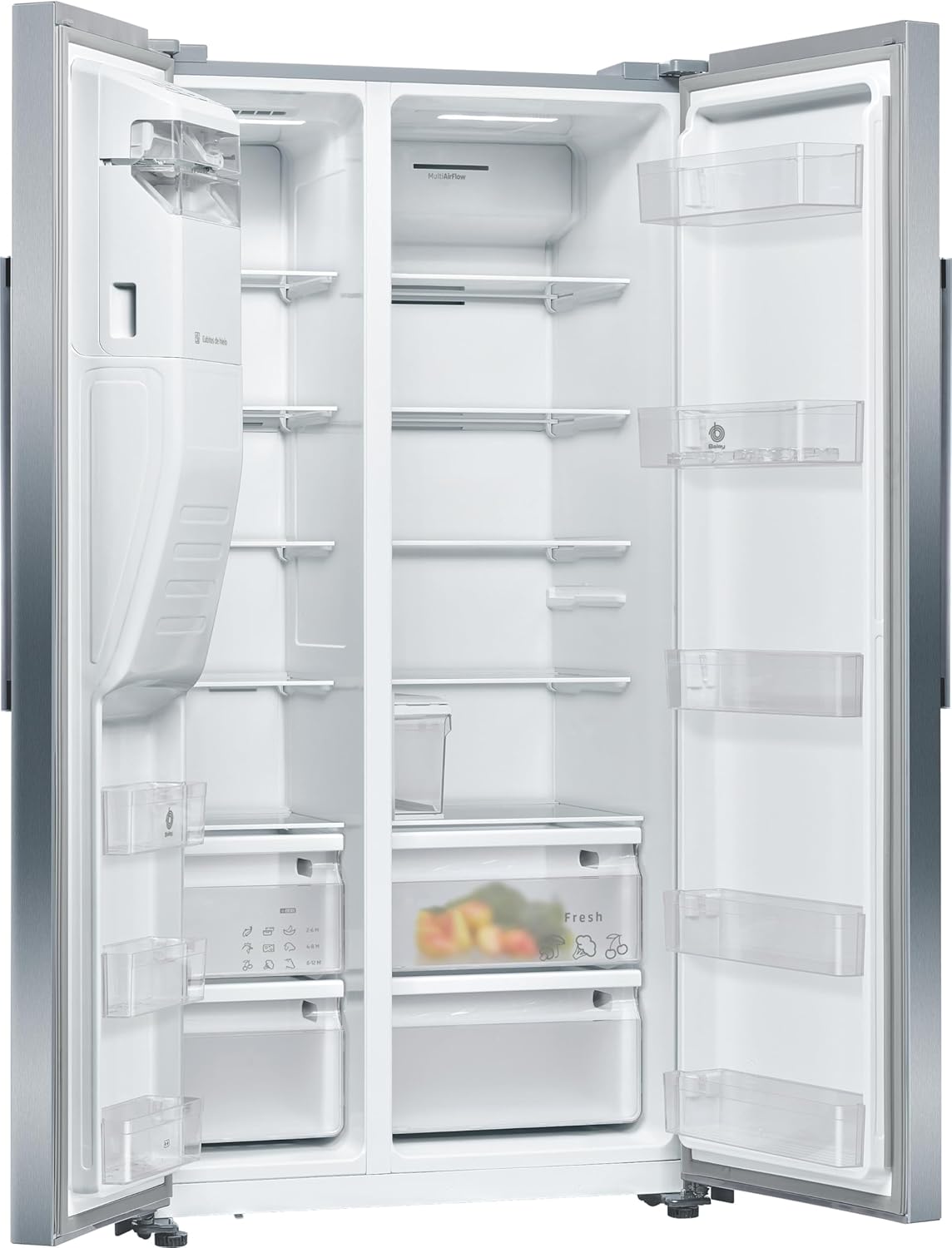 Balay - Frigorífico Americano XXL, NoFrost, Dispensador de Agua y Hielo, Cajones Fresh, Acero Inoxidable, 3FAE494XE