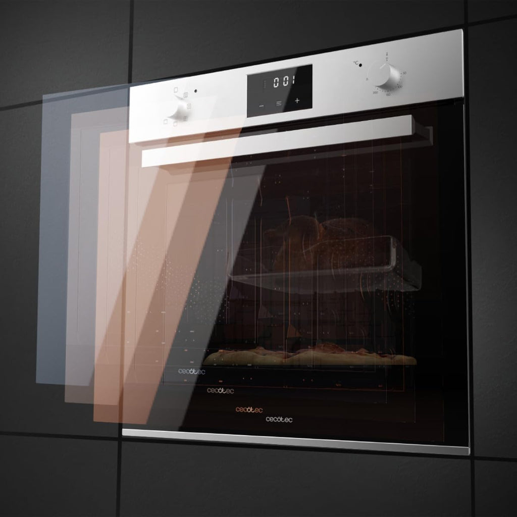Cecotec Einbaubackofen Multifunktion 70L Bolero Hexa M226001 Line A. 2800W, 7 Funktionen, Display, Steam Base XXL, Steam Assist, Steam EasyClean, Kühlgebläse, Eco-Modus, Konvektionsmodus, Grillmodus