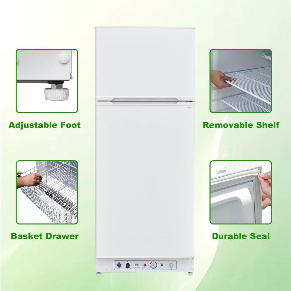 SMETA Nevera Gas con Congelador, 265L (203L+62L), 220V, Refrigerador Congelador Combinado, Refrigerador Camping Gas para Autocaravana, Garaje, Caravana, Home, Blanco