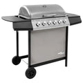 2026 Barbacoa de gas con 6 fogones negro y plateado V0288