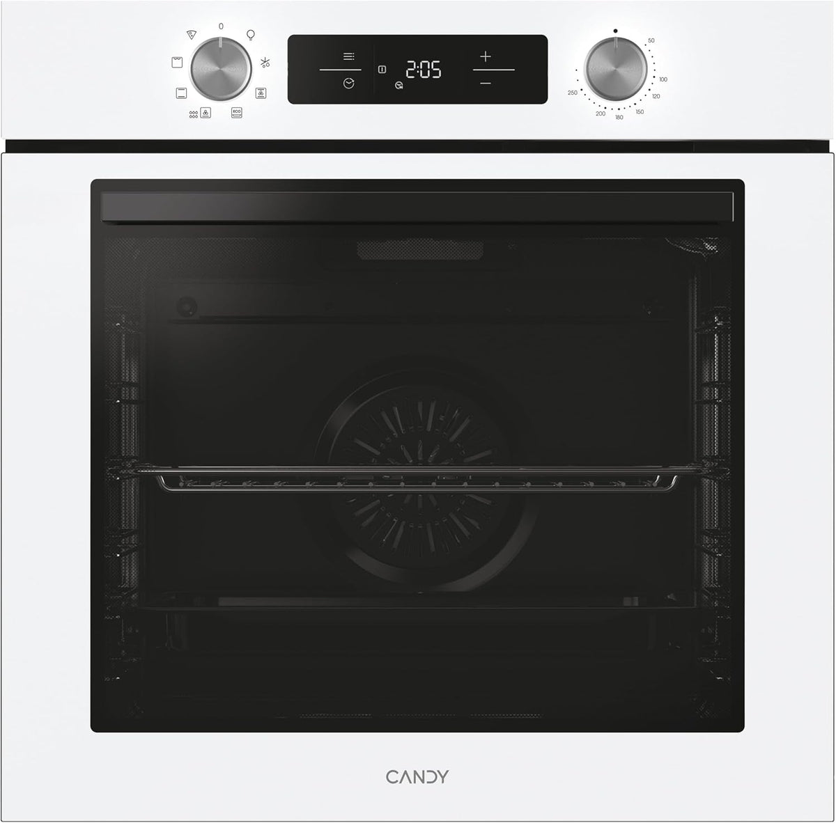 Candy Bake 600 CA6 N3T1HTW Horno Multifunción, 78L, Recetas a través de app hOn, 1 Bandeja y 1 Rejilla, Limpieza Hidrolítica, Convección + Ventilador, 9 Funciones, Ready UX, Blanco