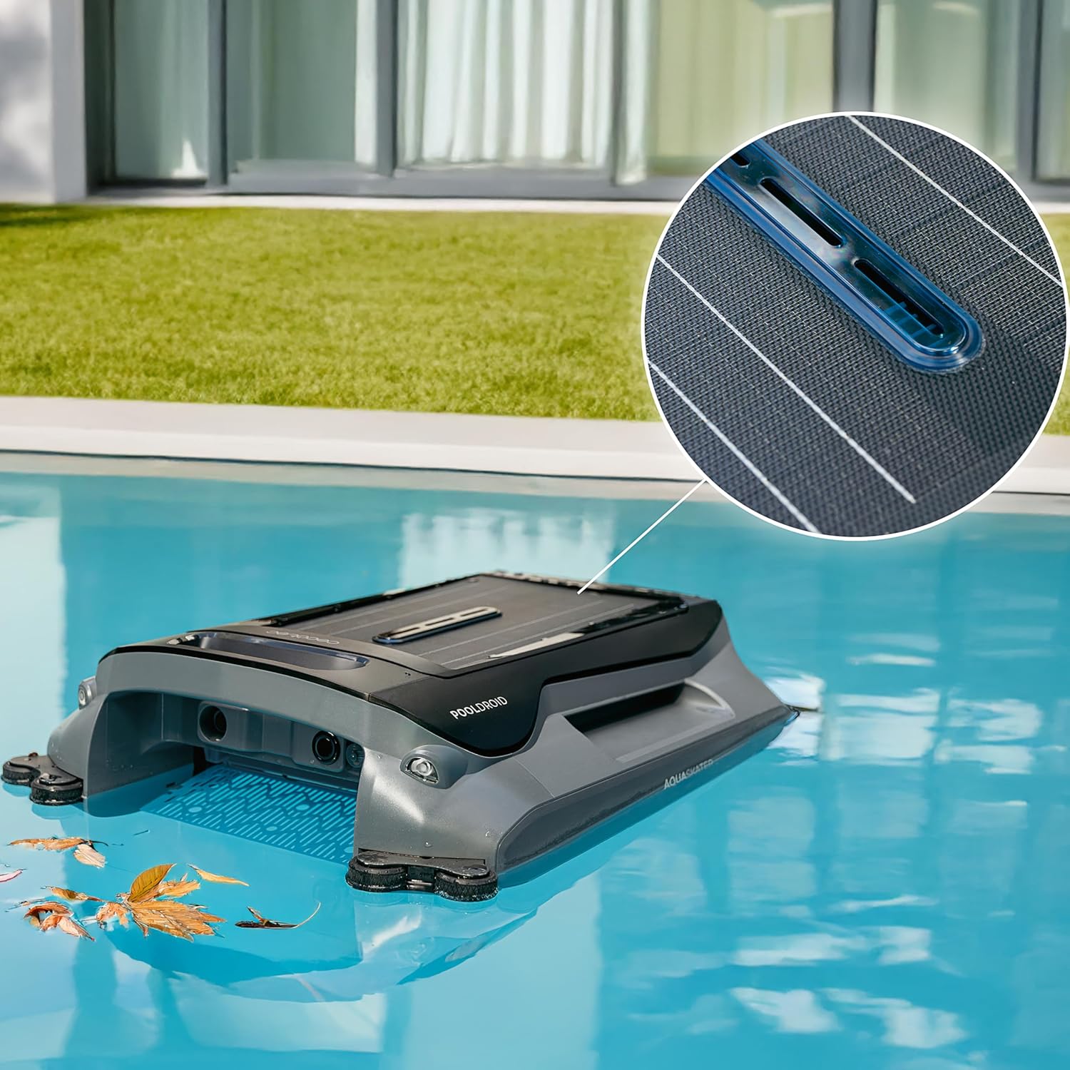 Cecotec Roboter-Poolreiniger für Oberfläche und Wasserlinie Conga Pooldroid AquaSkater. Solarladung, 16 Stunden Akkulaufzeit, 4,5-Liter-Korb und ein 187,5 μm Filter, Ultraschall-Sensornavigation
