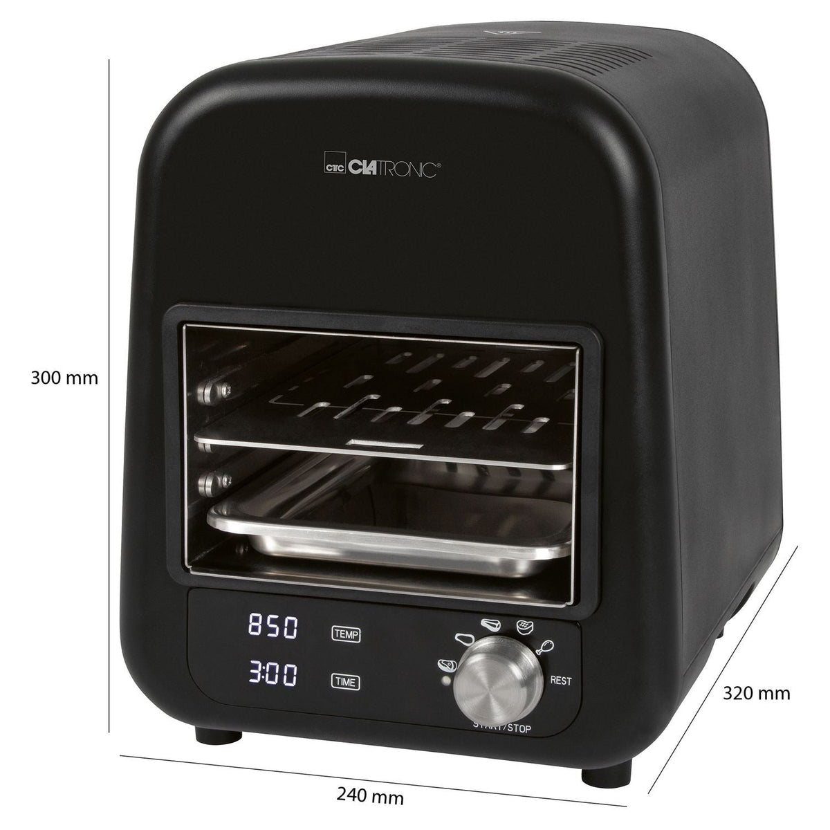 Barbacoa Grill Eléctrica Infrarrojos, Parrilla Cerámica, 5 Programas Cocinado, 850ºc,  Interior Negro 1600w Clatronic Ebg 3760