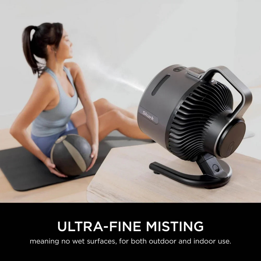 2025 Ventilador con nebulización Shark FlexBreeze HydroGo FA050UK – Solución portátil de enfriamiento ultra potente para interior y exterior (Carbón)