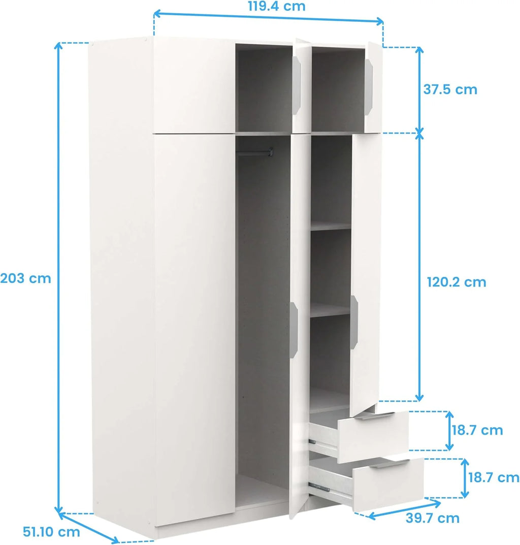 Miroytengo Armario Ghost Grande 6 Puertas y 2 Cajones Color Blanco Mate 203x119 cm