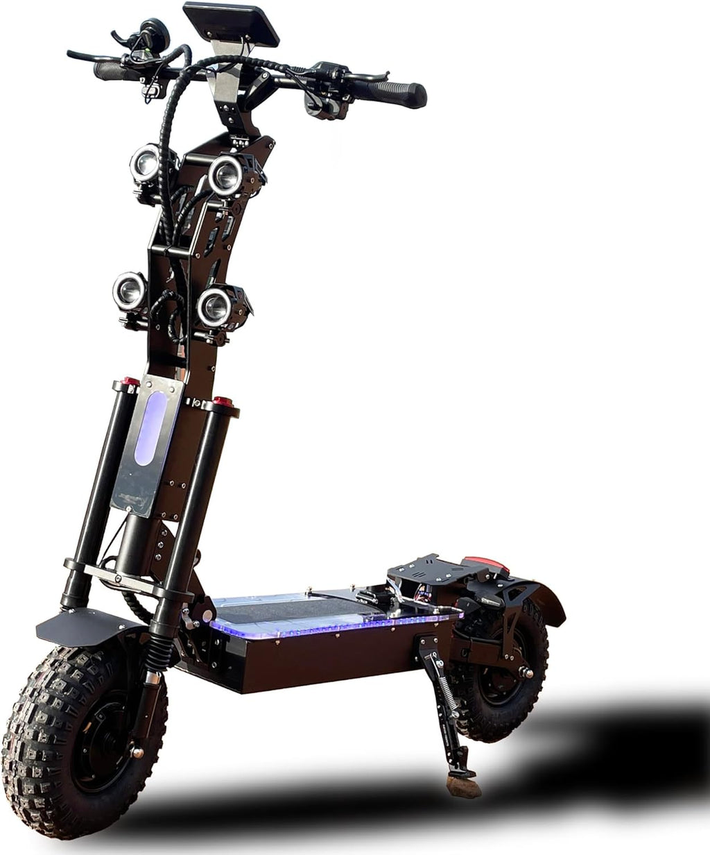 HWWH Patinete Electrico Potente Plegable Scooter Eléctrico Todoterreno Adultos 13 Pulgadas 3 Velocidades Dual Drive Batería de Litio de 72V / 50Ah Duración Máxima de la Batería 120 km