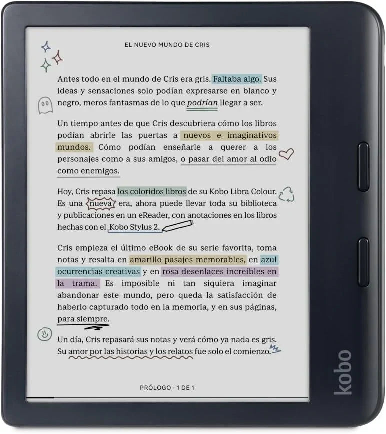 Kobo Libra Colour eReader | 7" E Ink Kaleido™ 3 Display | Adjustable Color Temperature and Brightness | Blue Light Reduction | eBooks and AudioBooks | 32GB Memory | Water Resistant | White