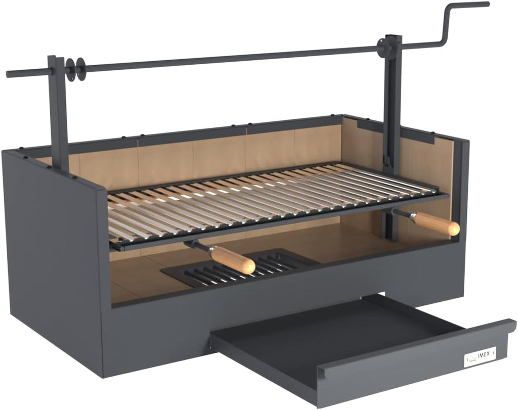 Imex El Zorro – Schubladen-Grill mit Schamottstein | 90x48x65 cm | Robuste Stahlkonstruktion und hohe Wärmespeicherung | Ideal für Holzkohle- und Holzgrills im Freien