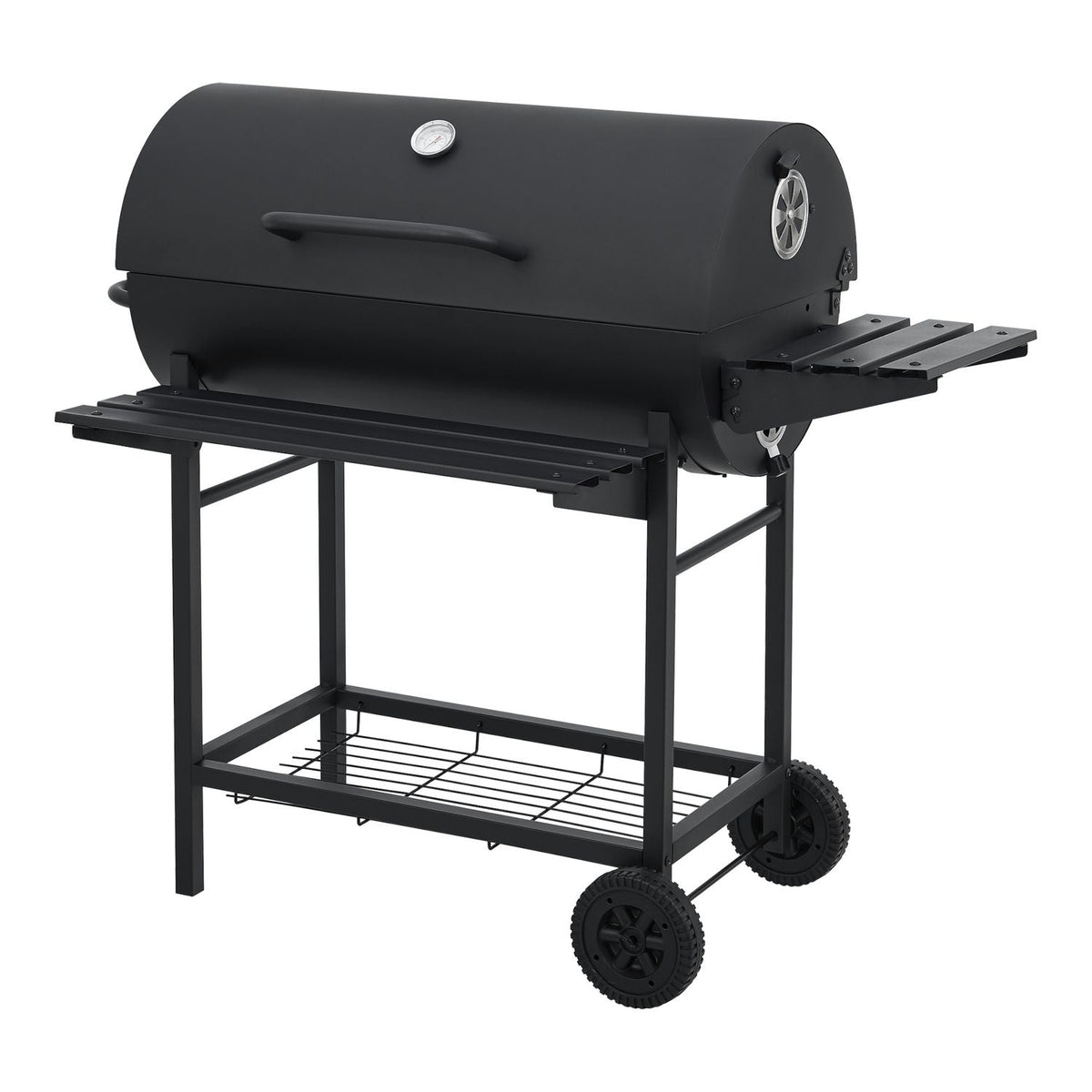 Barbacoa De Carbón Armento Con 2 Ruedas Termómetro Acero - Negro [casa.pro]