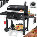 KESSER® Holzkohlegrill mit Grillwagen mit Deckel, Rädern, Edelstahlgriff | BBQ und Thermometer Kohle Großer Grill Camping Terrasse Garten XXL Schwarz