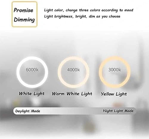 Espejo LED Grande para Baño - Espejo de Pared de Media Luna sin Marco con Interruptor Táctil - Moderno para Dormitorio y Entrada de Sala de Estar (Color: Corte Derecho)