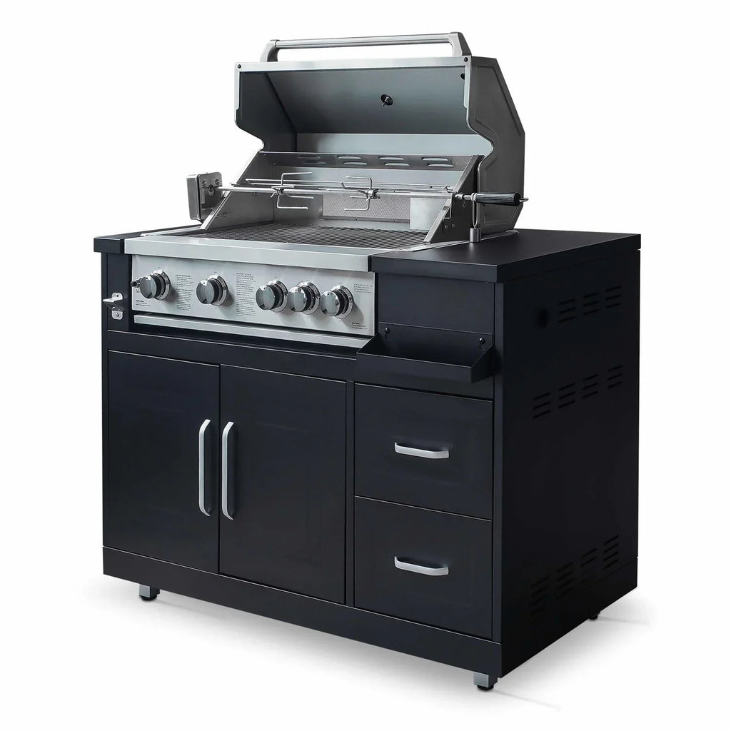 Mueble De Barbacoa A Gas Con 4 Quemadores Y Asador  Oviala