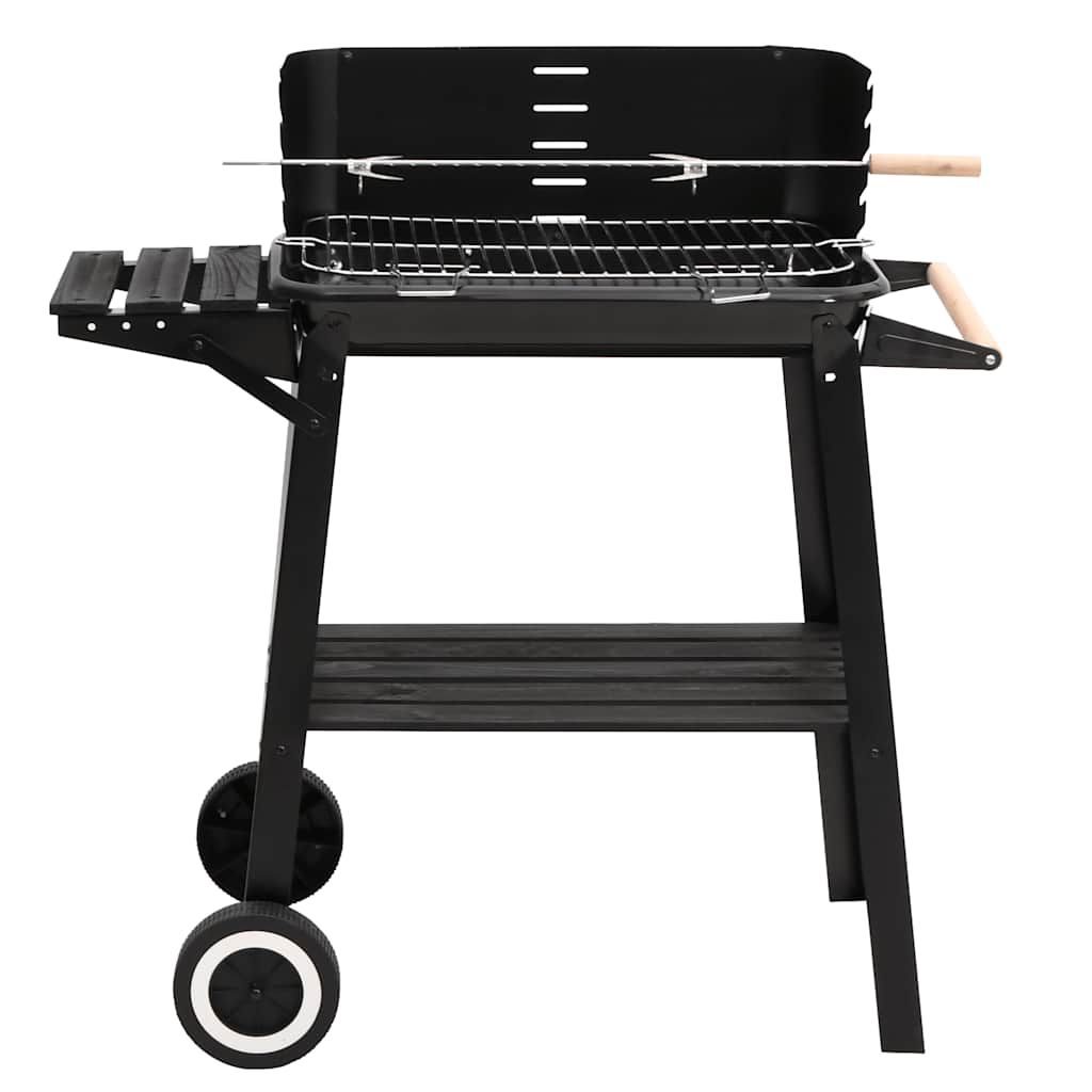 Barbacoa De Carbón Con Ruedas Acero Negro Vidaxl