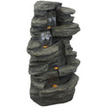 2025 Fuente de cascada de roca apilada Sunnydaze para exteriores con luces LED - 38 pulgadas