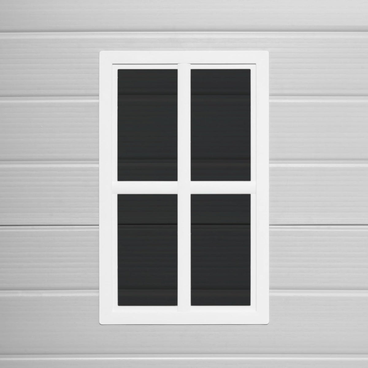 Wasabi - Caseta de Resina Jardín Unit 1.4 – Ventana Luz Natural - Suelo Incluido - Paneles 12mm de Espesor - Gris Blanco - Cobertizo PVC Almacenaje Exterior - 1,37m2 - Techo Plano
