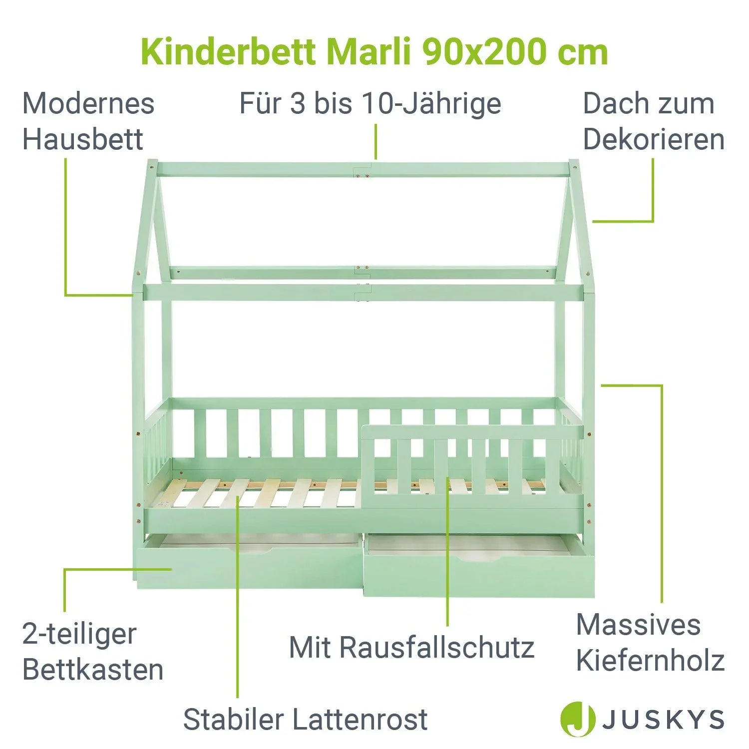 2026 Marli Kinderbett 90 x 200 cm mit Schubladen