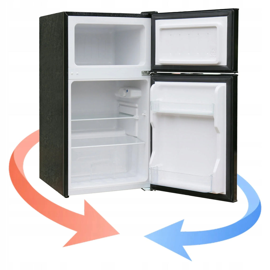 KLEINER KÜHLSCHRANK Minikühlschrank Gefrierfach Hotell Büro Silber LED 88l. 86cm