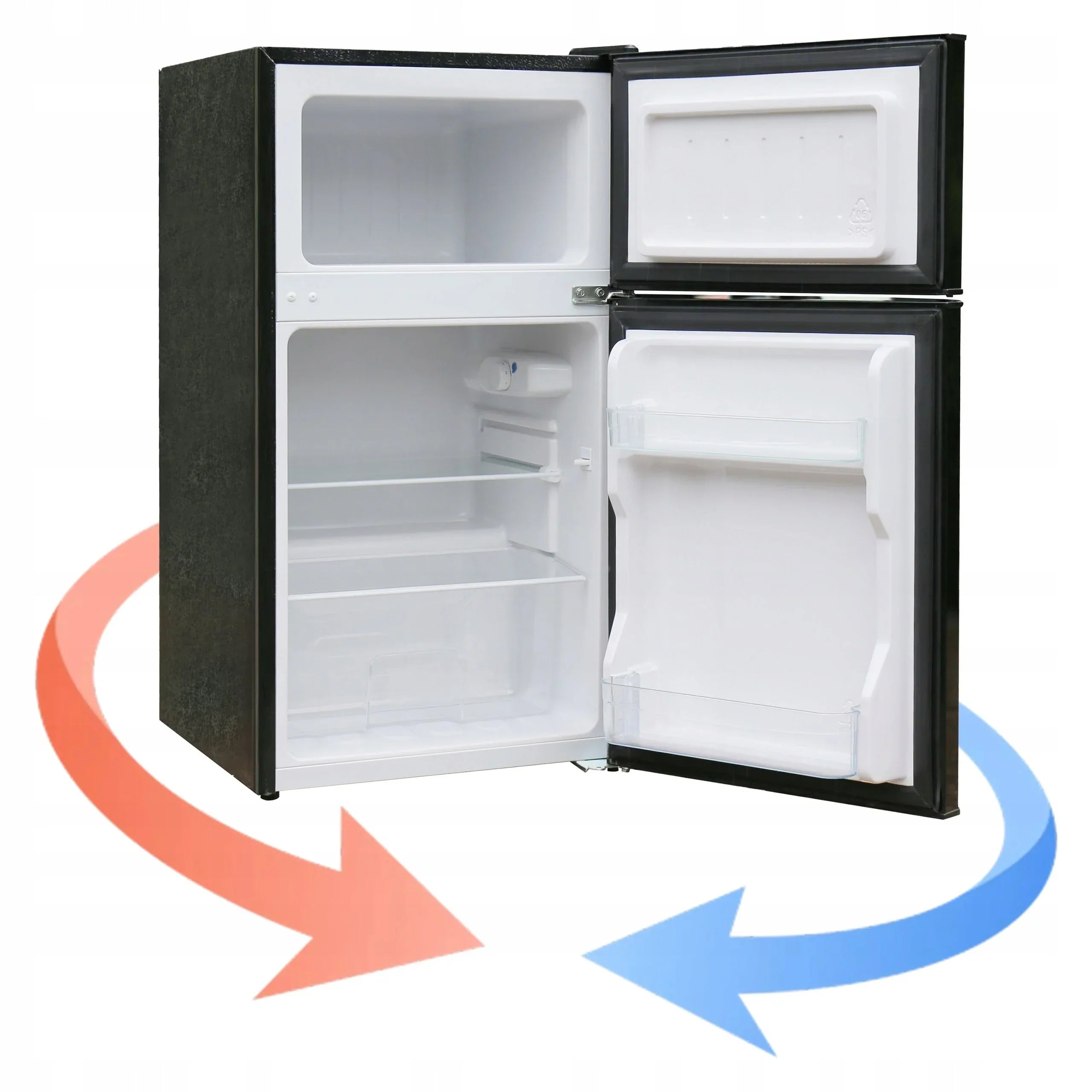 KLEINER KÜHLSCHRANK Minikühlschrank Gefrierfach Hotell Büro Silber LED 88l. 86cm