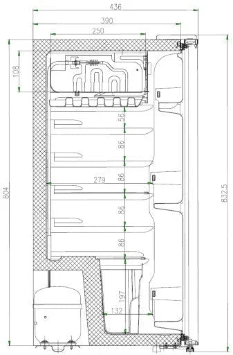 Lodówka mała chłodziarka mini zamrażarka hotelowa biurowa ŚWIATŁO 91l. 83cm