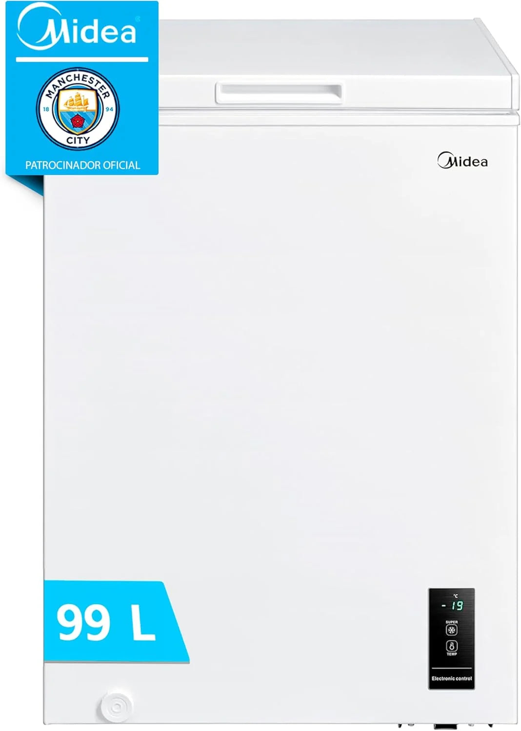 MIDEA Arcon Congelador Pequeño Horizontal de 99L, Motor Inverter, Control Electrónico de Temperatura, Tecnologia D-TYPE Tube, Cestas con Asa, Easy Move, Silencioso 39dBA, Bajo Consumo, Blanco