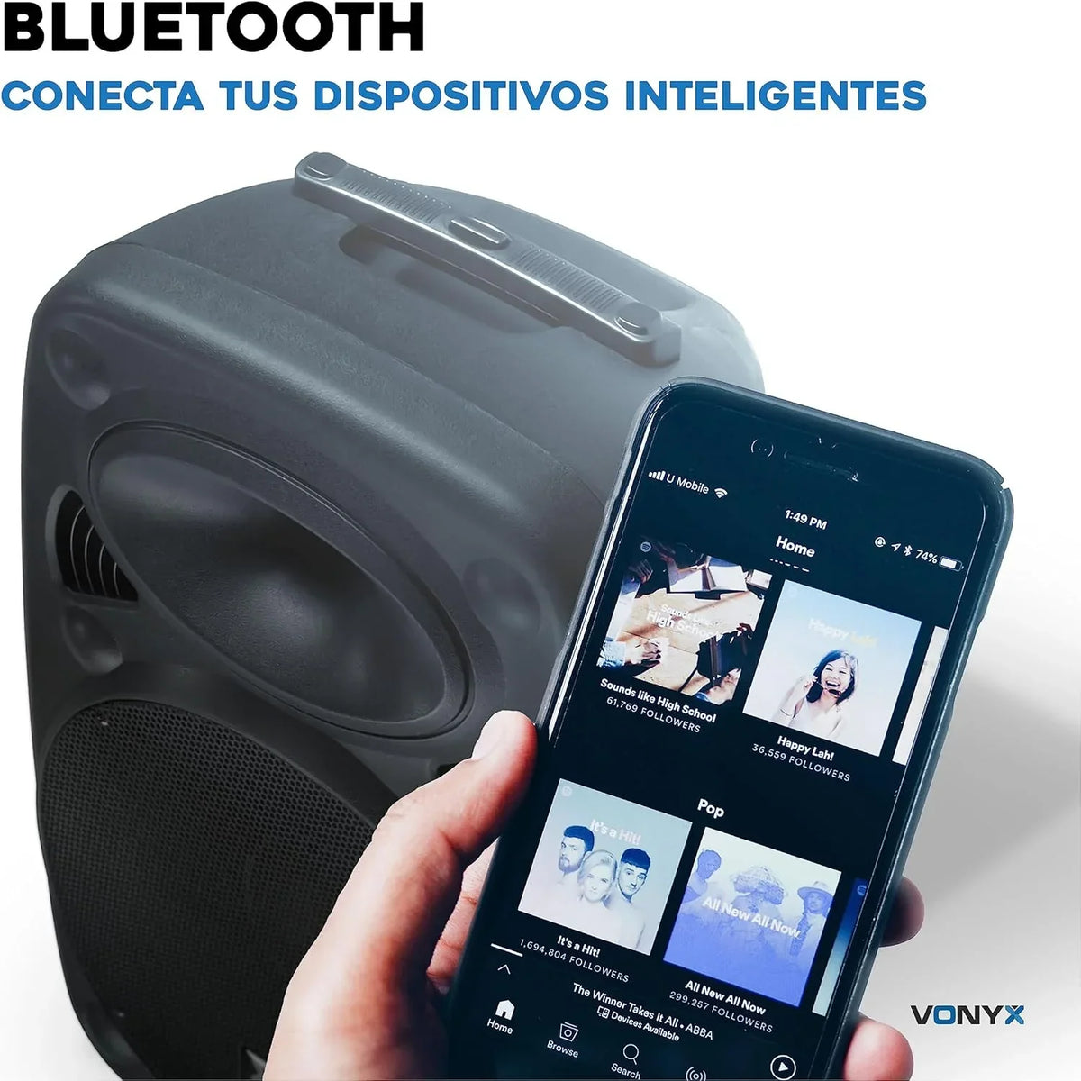 Vonyx Verve46 Leistungsstarker Bluetooth Lautsprecher 1000 W, Tragbarer Aktivlautsprecher mit Karaoke Mikrofon, Bluetooth Lautsprecher USB, SD, MP3, AUX, 2 UHF Mikrofonen, Fernbedienung, Subwoofer 15 Zoll, Schwarz