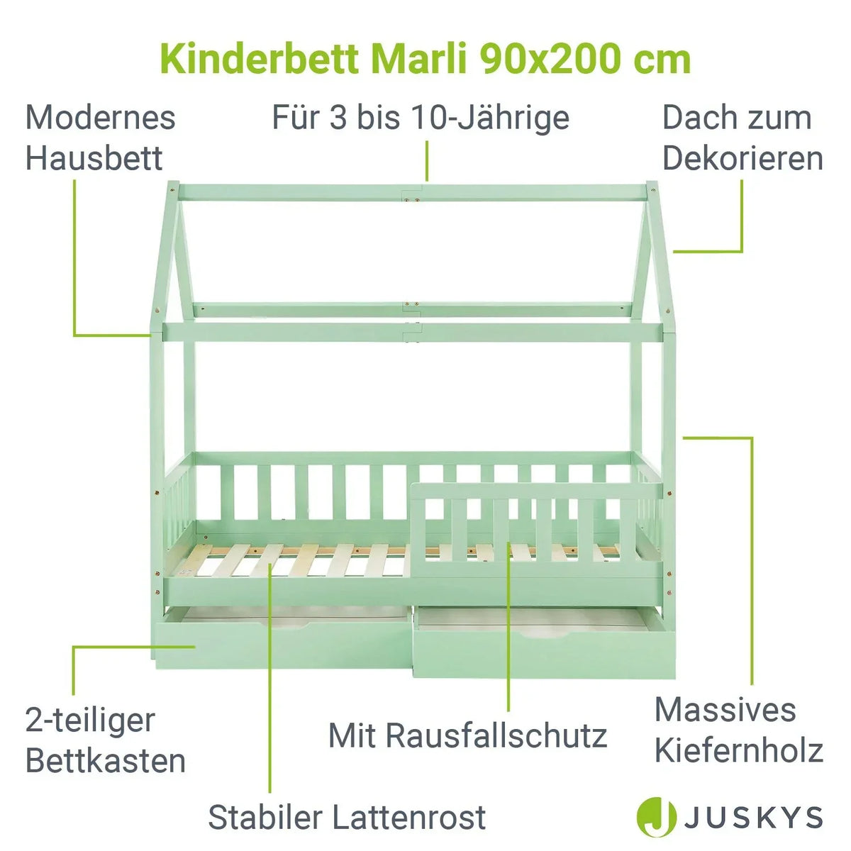 2026 Marli Kinderbett 90 x 200 cm mit Schubladen