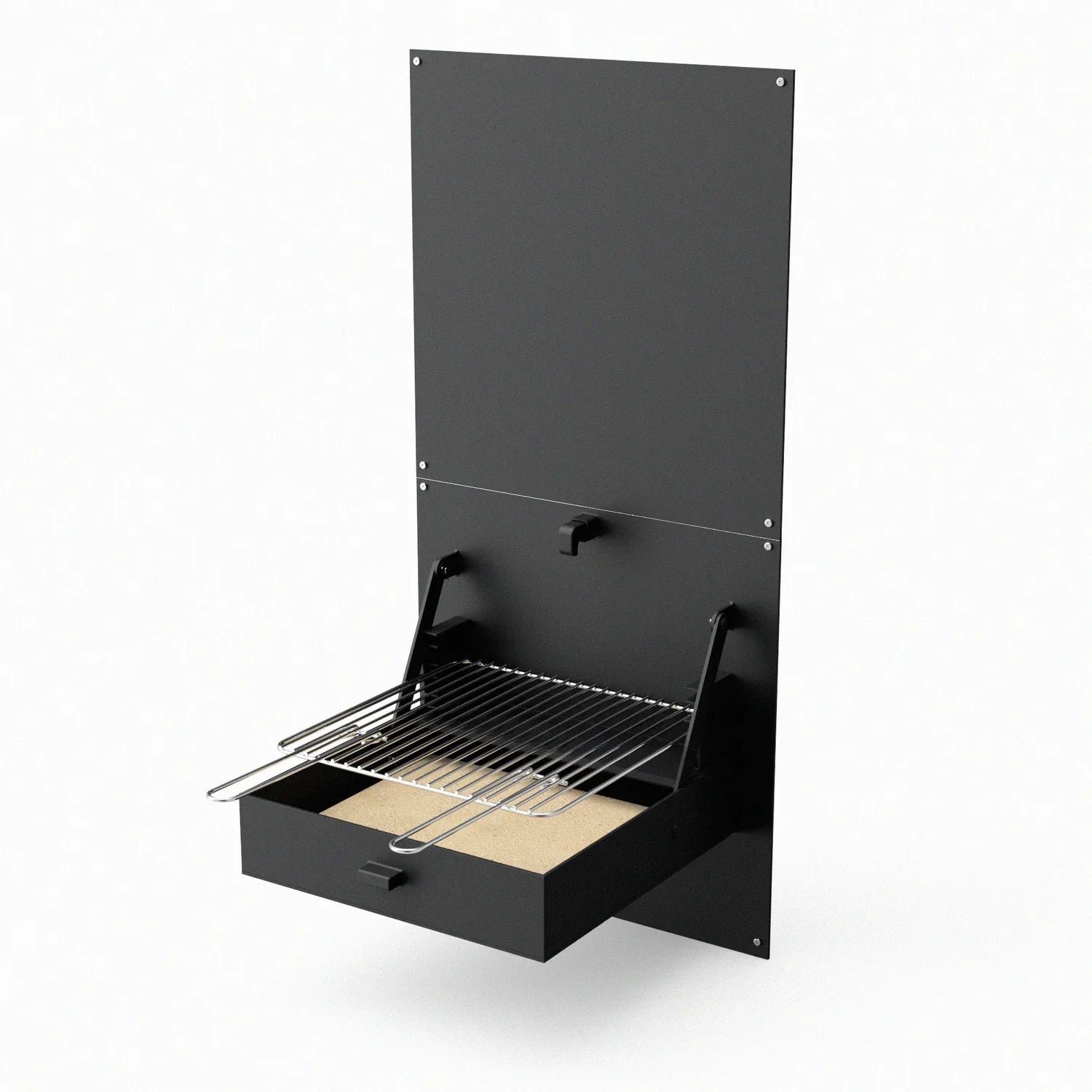 Tuozi - Bau-Grill für Holz und Kohle Modell Wall Ibbq mit Schutzplatte (schwarz - 58,5 x 57 x 114 cm) Art.-Nr.: 4200/2