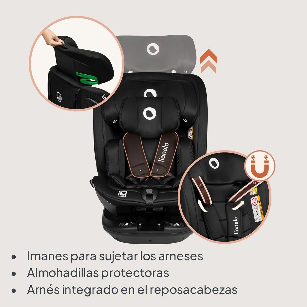 LIONELO Bastiaan RWF i-Size Silla de Coche para Bebé Giratoria 360° 0-36kg, Instalaciión Delantera y Trasera (18kg), ISOFIX TopTether, Reposacabezas y Respaldo Ajustables Protección Lateral
