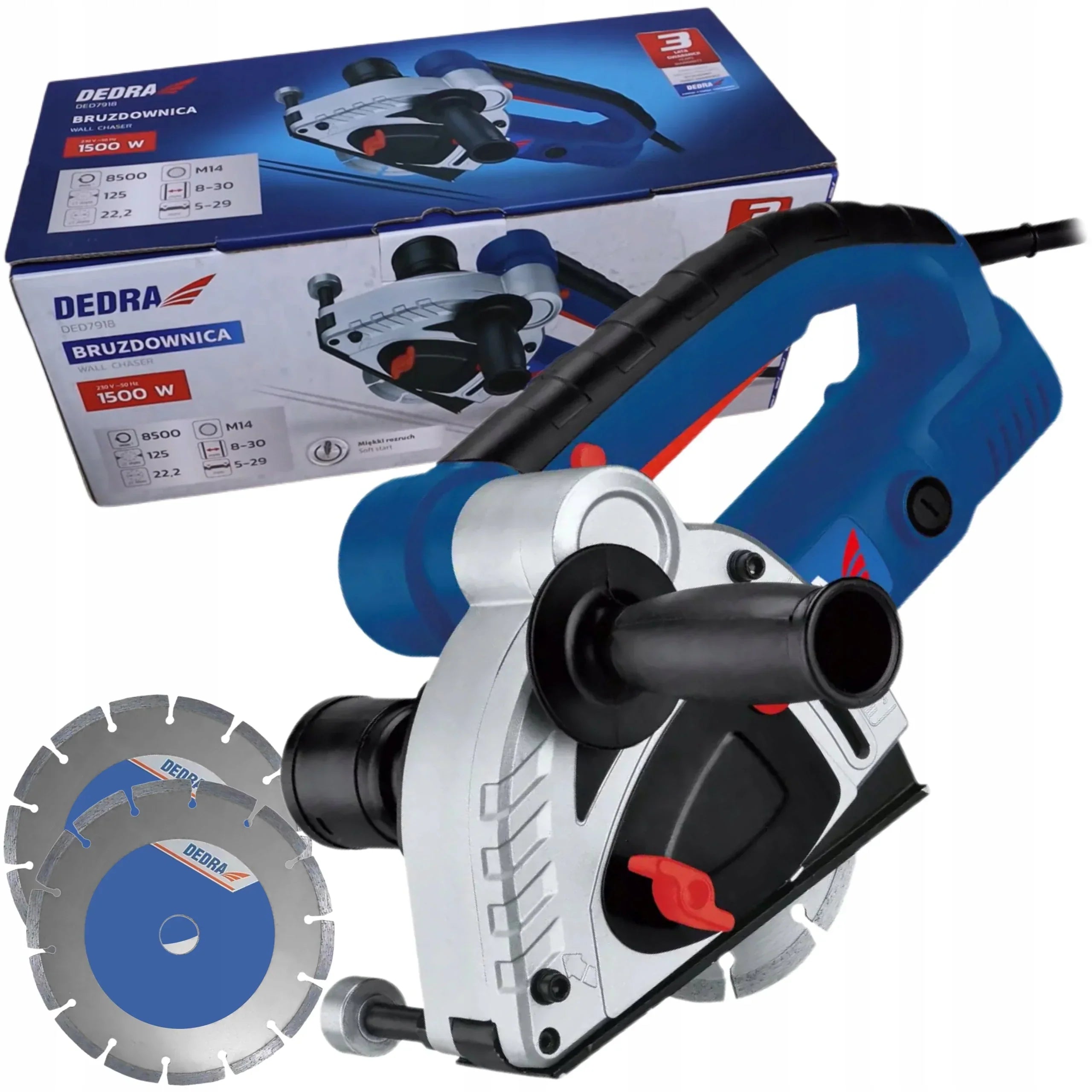 BETONSCHLITZFRÄSE DEDRA 1500W MAUERFRÄSE 2 SCHEIBEN 125MM ELEKTRISCH