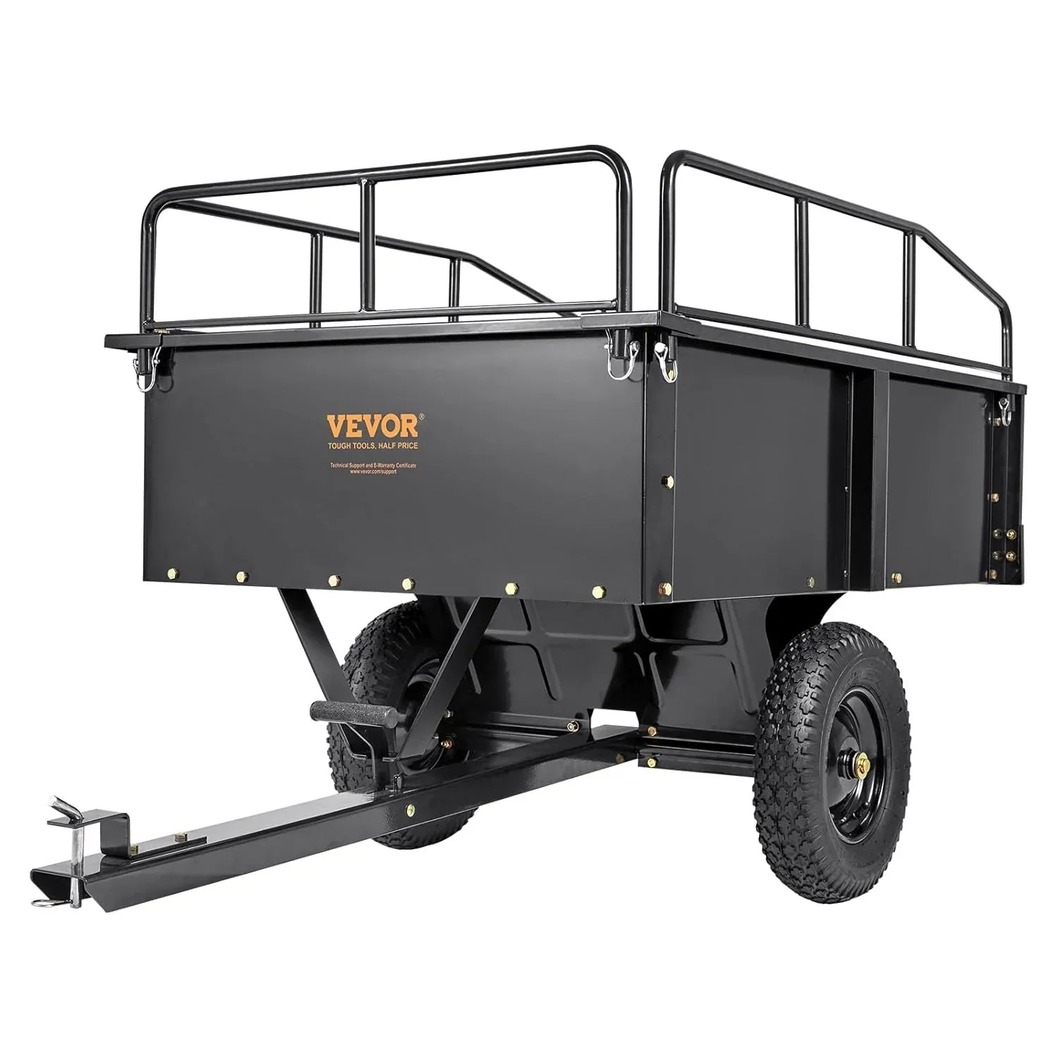 VEVOR Kippanhänger, Ladekapazität 340 kg, robuster Garten-Nutzanhänger mit abnehmbaren Seiten, 0,4 m³ Kipp-Transportwagen für Traktor, Rasenmäher, ATV, 200x66x76cm