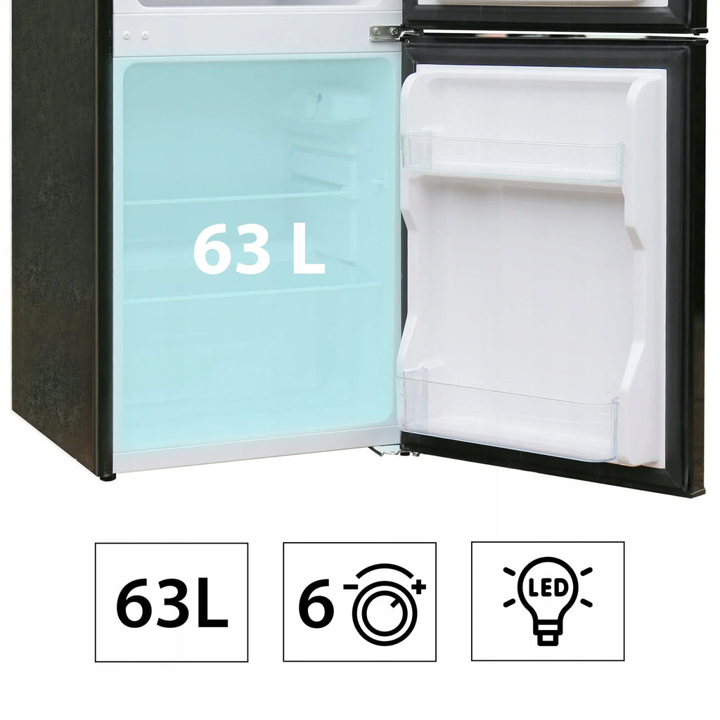 KLEINER KÜHLSCHRANK Minikühlschrank Gefrierfach Hotell Büro Silber LED 88l. 86cm