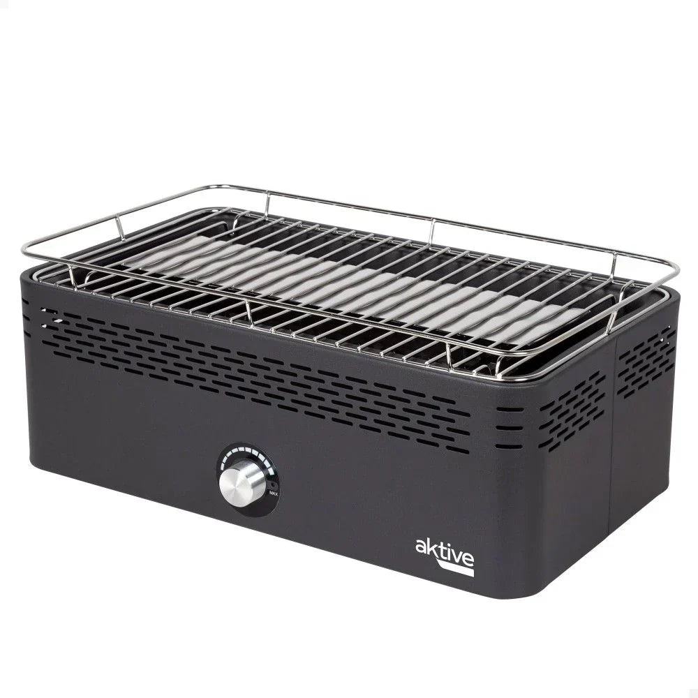 Aktive Holzkohle-Tischgrill, batteriebetrieben, rauchfrei, Maße 45x28x19cm, mit Tropfschutz