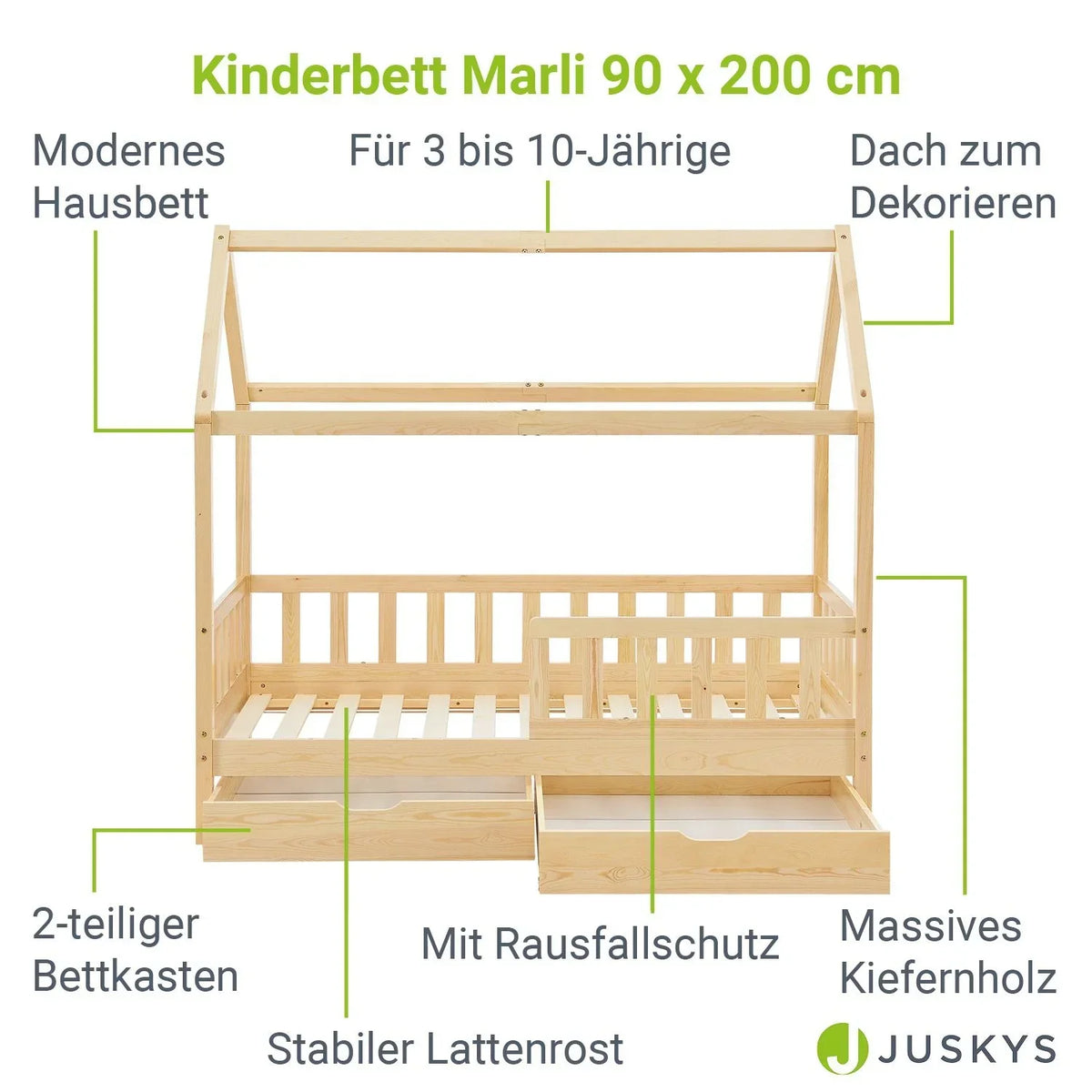 2026 Marli Kinderbett 90 x 200 cm mit Schubladen